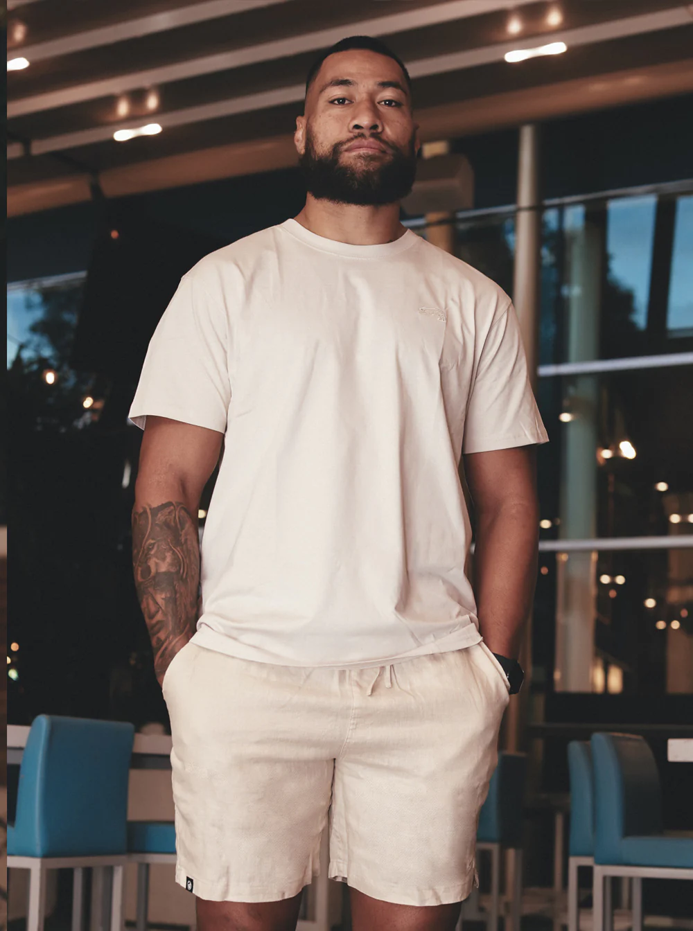 Everyday Eel Adult's Stone Linen Shorts - Image 3
