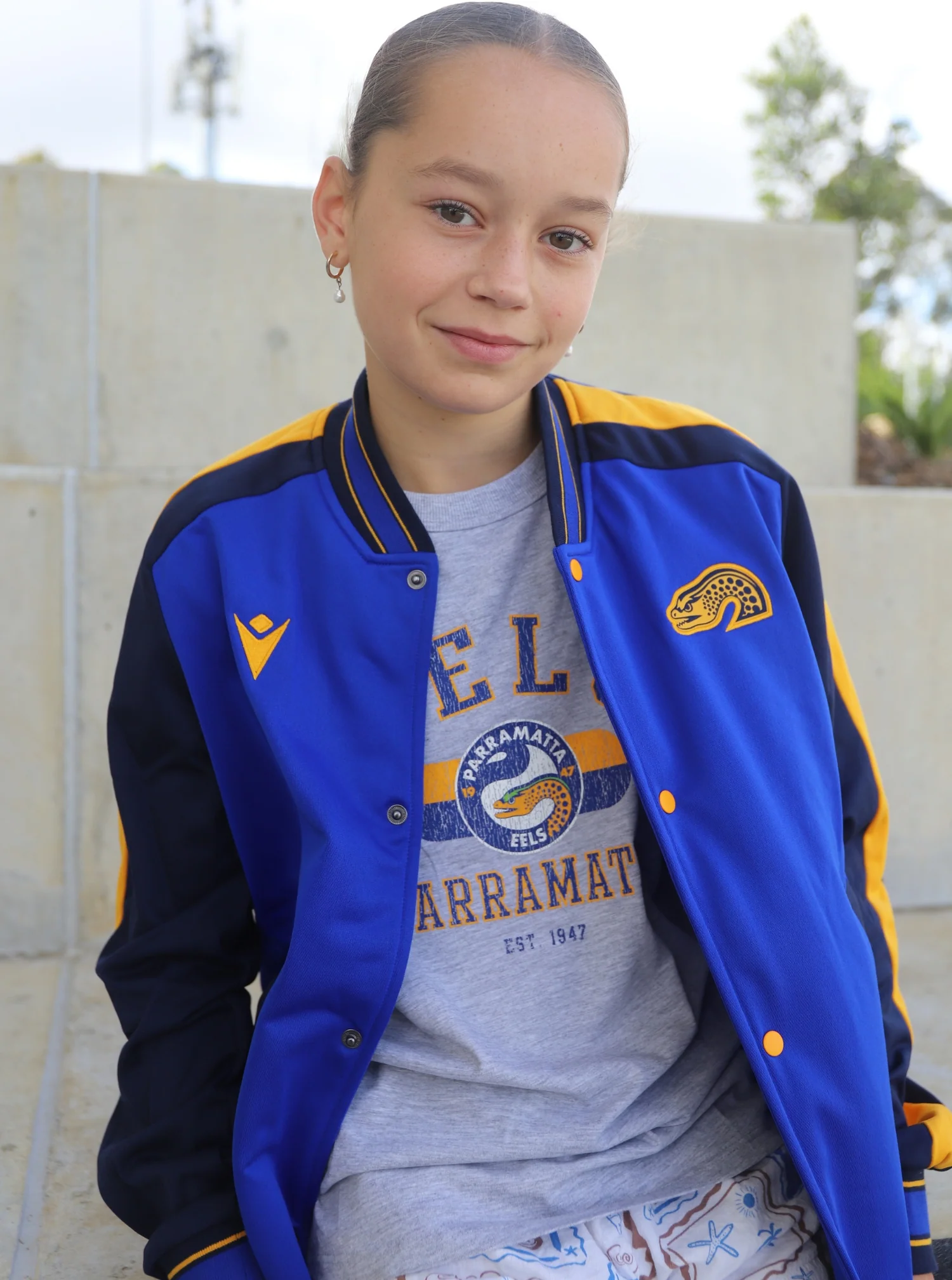 Parramatta Eels 2025 Kids Varsity Bomber Jacket - Image 3