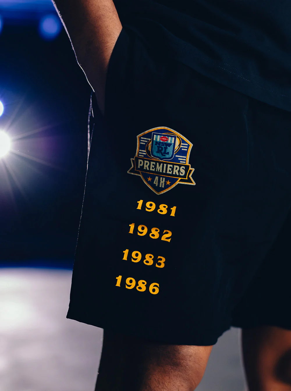 Parramatta Eels x Mitchell & Ness Badge Nylon Shorts - Image 4