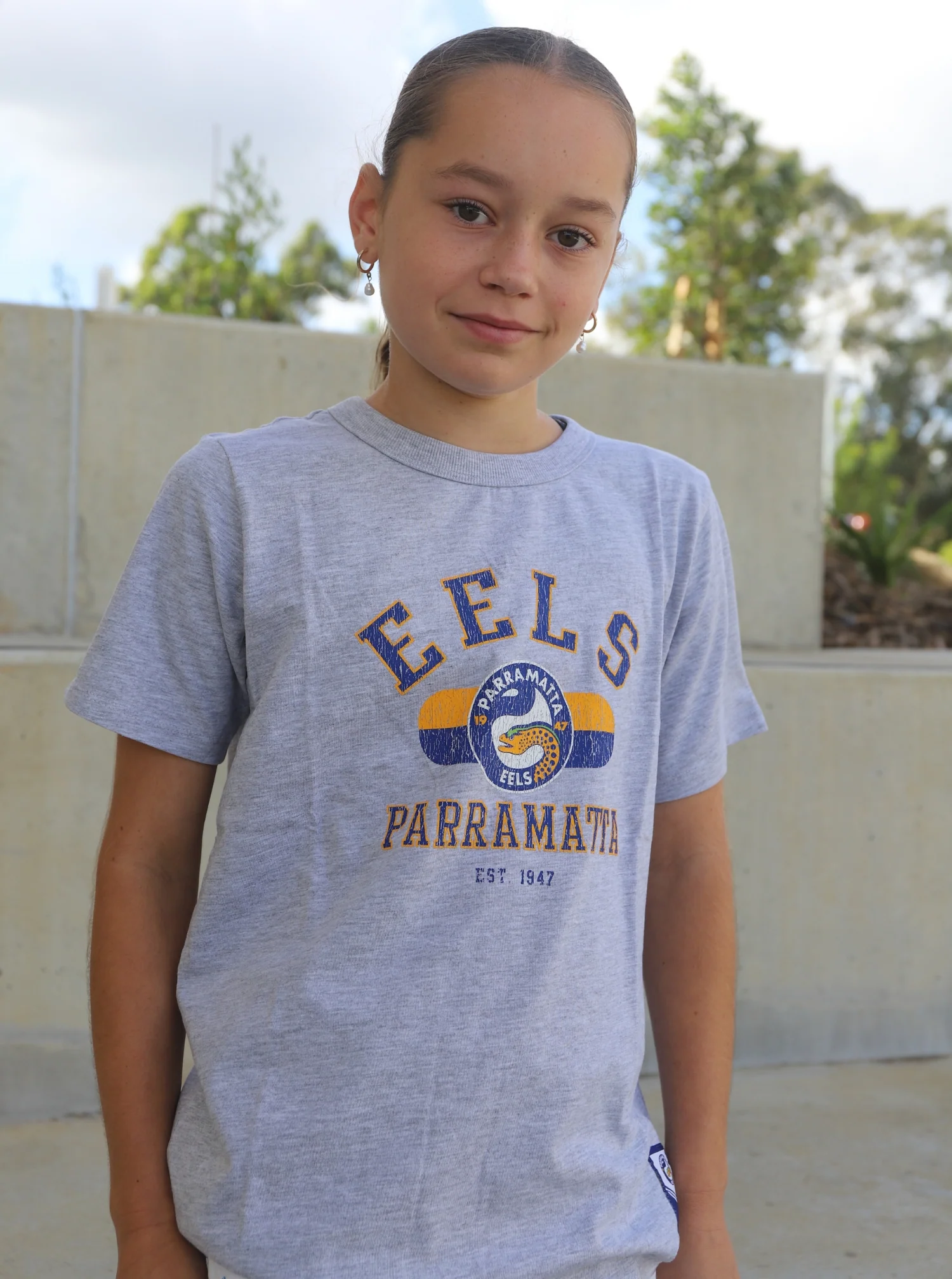 Parramatta Eels Bleacher Athletic Youth Marle T-Shirt - Image 3