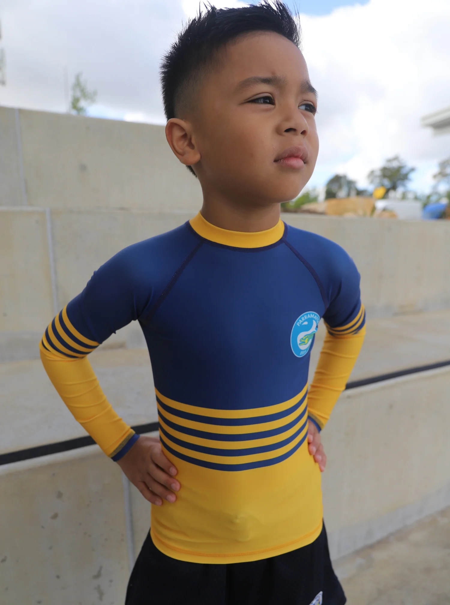 Parramatta Eels Bleacher Athletic Youth Swim Rashie - Image 3
