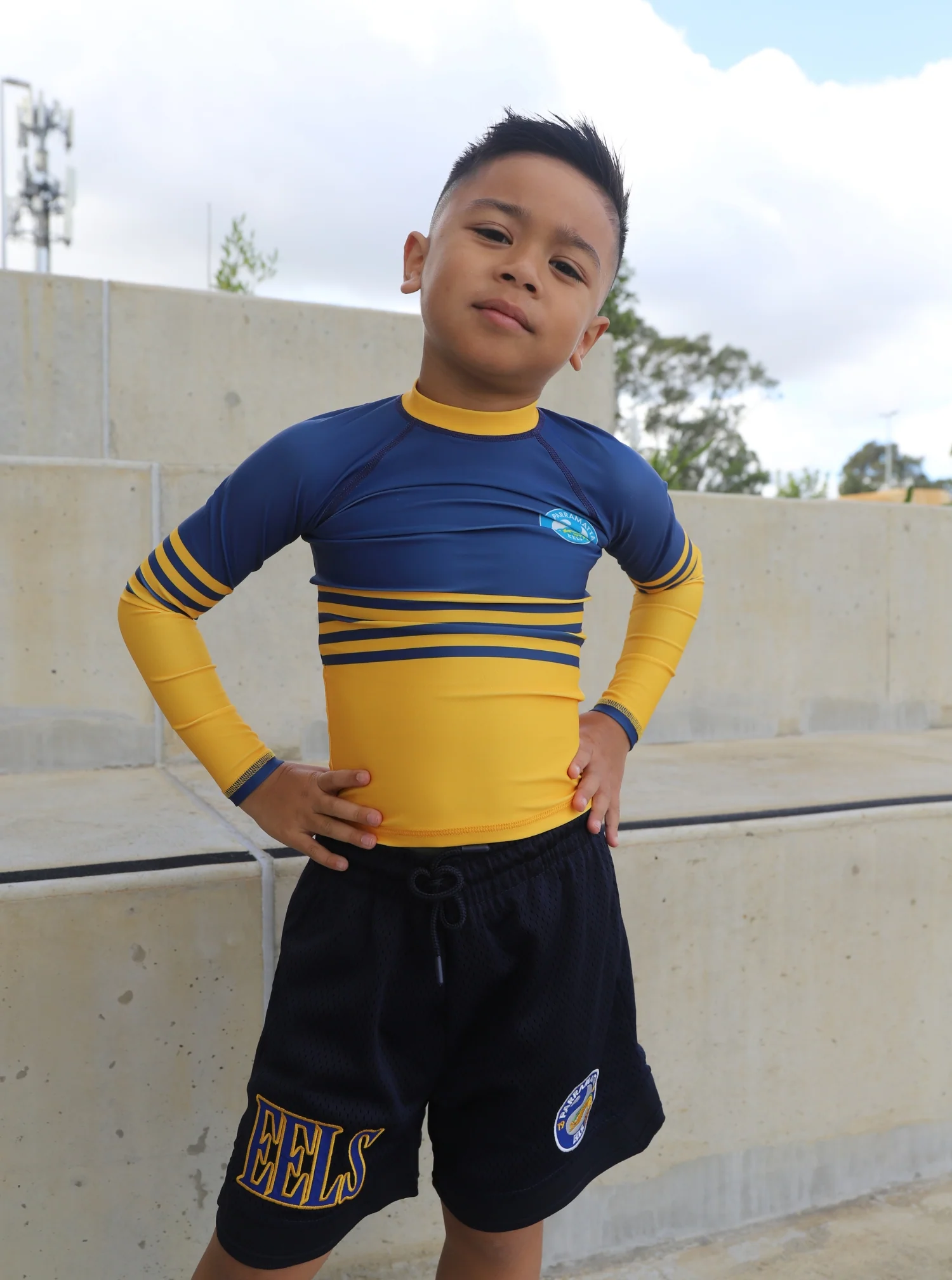 Parramatta Eels Bleacher Athletic Youth Swim Rashie - Image 4