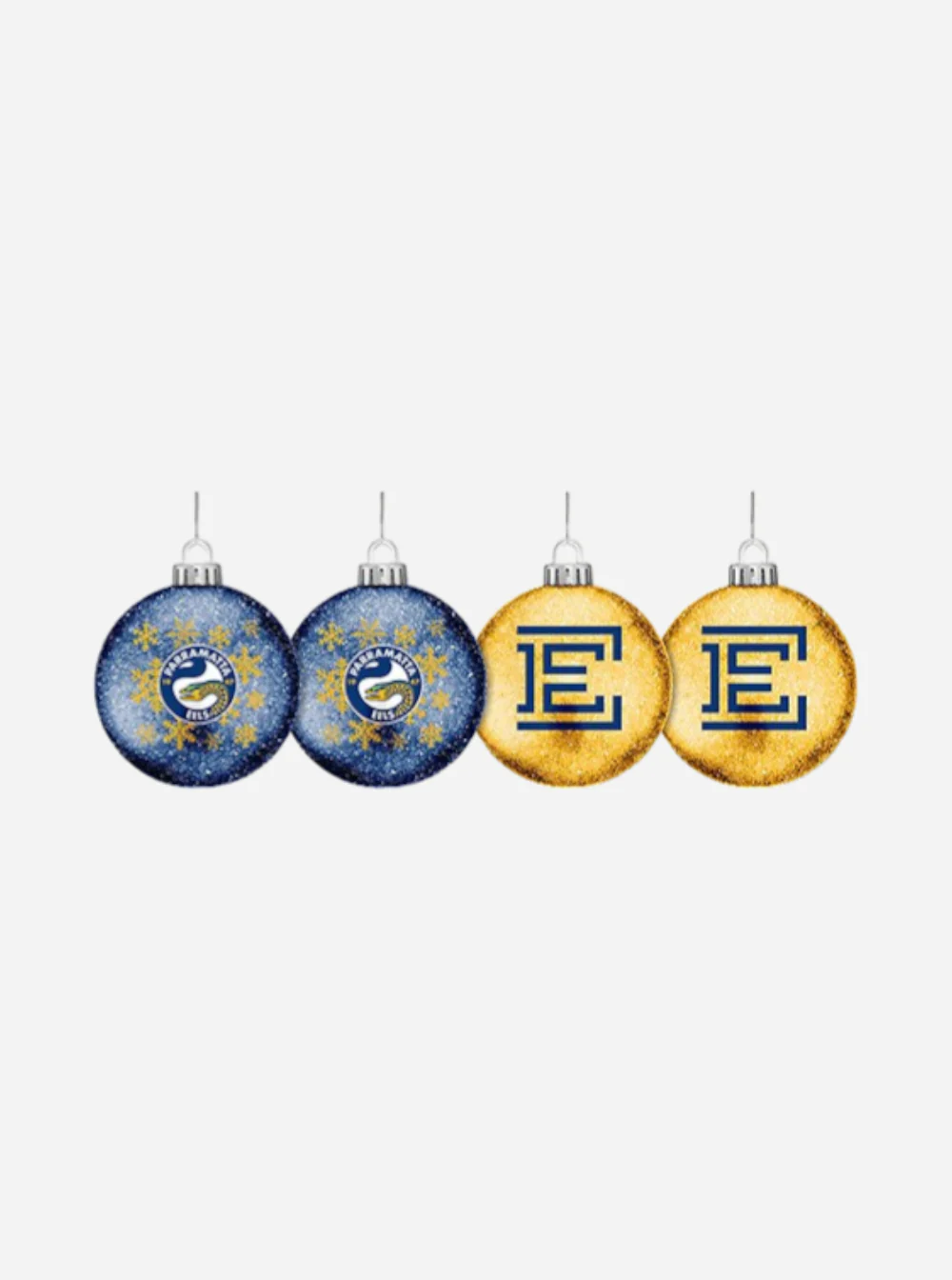 Parramatta Eels Xmas Glitter Baubles 4pk